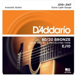 Струны для акустических гитар D`addario EJ10
