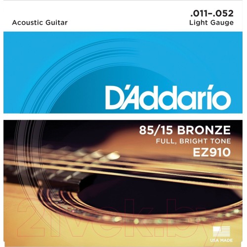 Струны для акустической гитары D'Addario EZ910 11-52