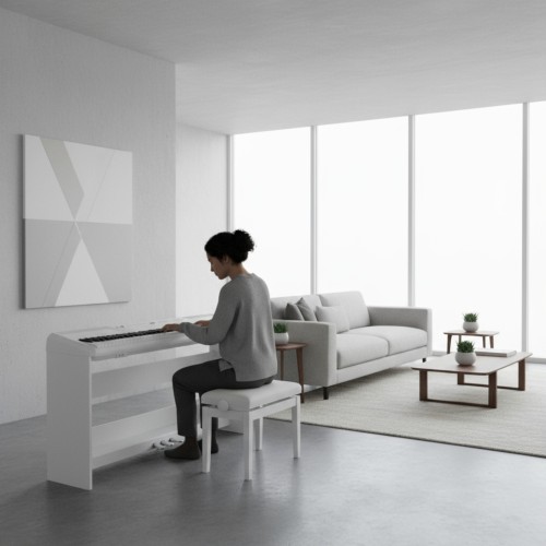 Комплект: Пианино PIANOVA MA-80 WH + Деревянная стойка + 3 Педали + Наушники